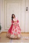 Pink Colour Russian Silk With Embroidery Work Gown With Dupatta Ka 1242